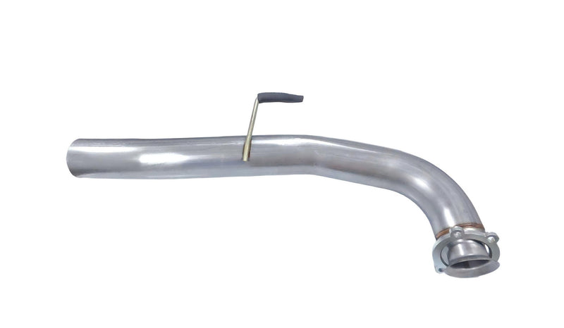 T409 stainless mandrel-bent DPF delete pipe for L5P Duramax close-up view