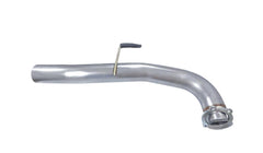 T409 stainless mandrel-bent DPF delete pipe for L5P Duramax close-up view